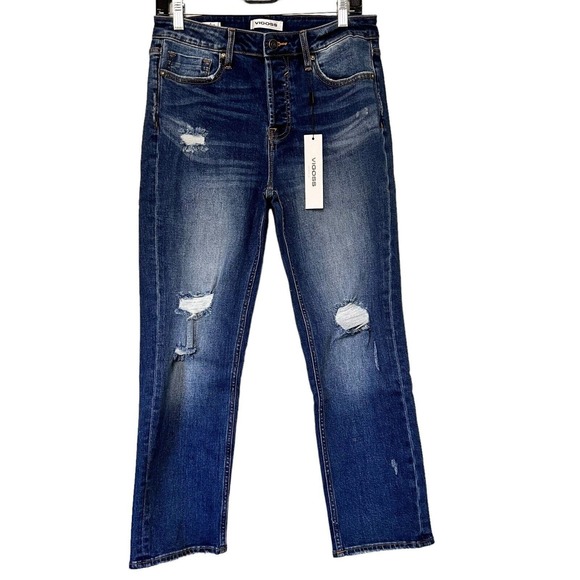 VIGOSS Frankie High Rise Slim Straight Distressed Jeans Size 29 Style# VC-P01704 - Picture 1 of 9
